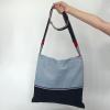 denim bag upcycled with woven mandala -back