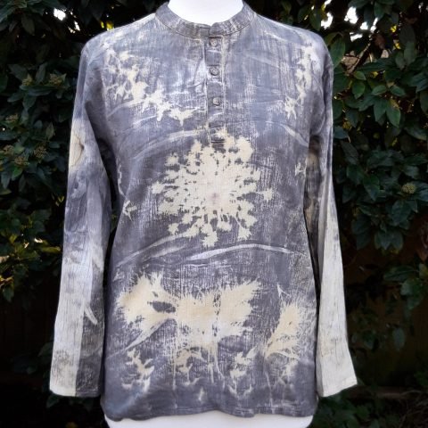 ecoprinted cotton shirt queen anne's lace